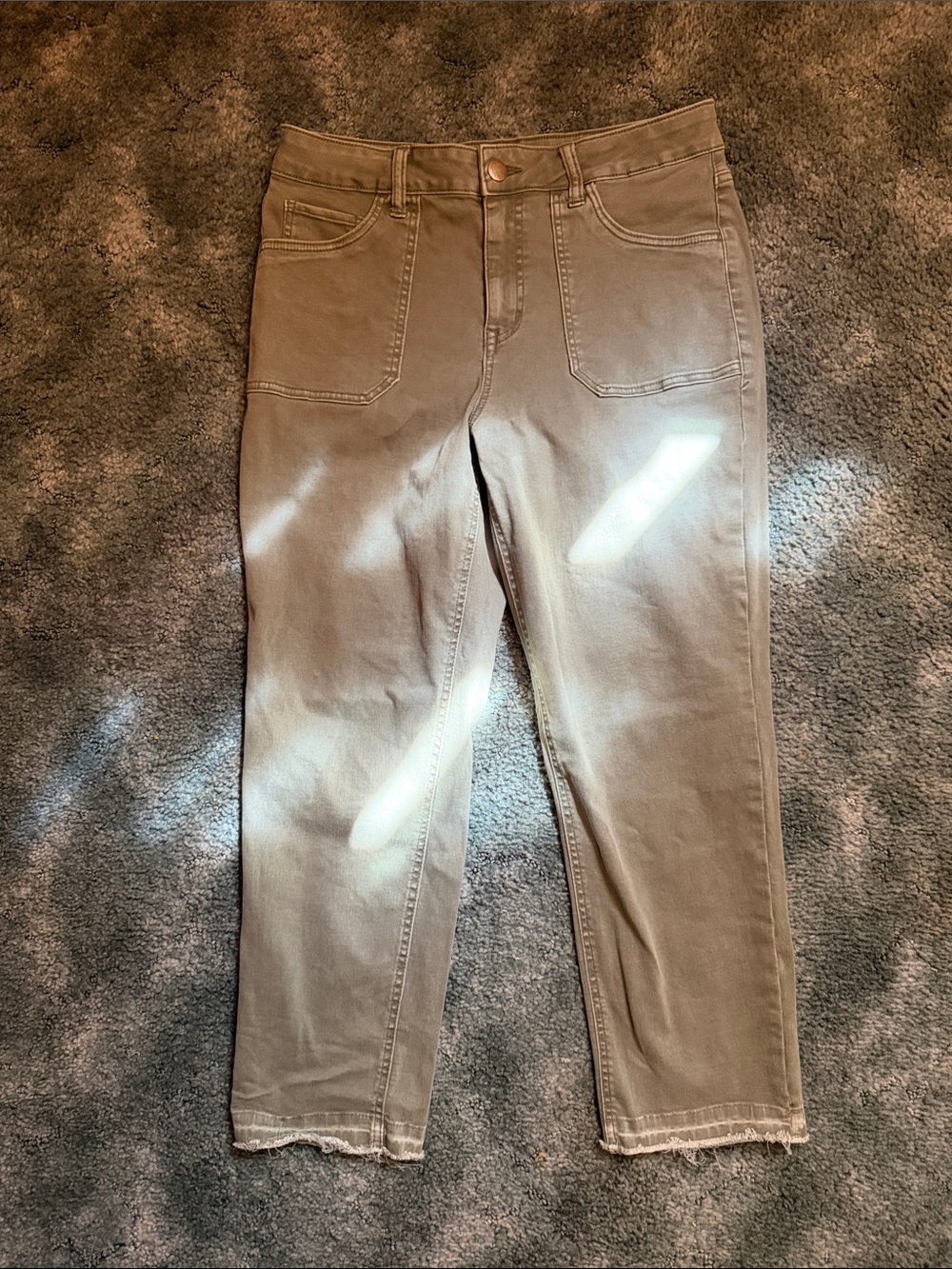High-Rise Straight Crop Jeans in Olive